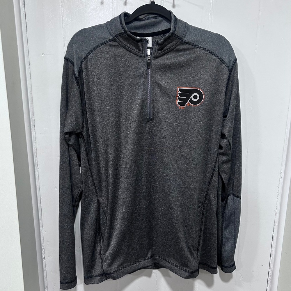NHL Philadelphia Flyers Quarter Zip Pullover Gray Heather Womens Medium M